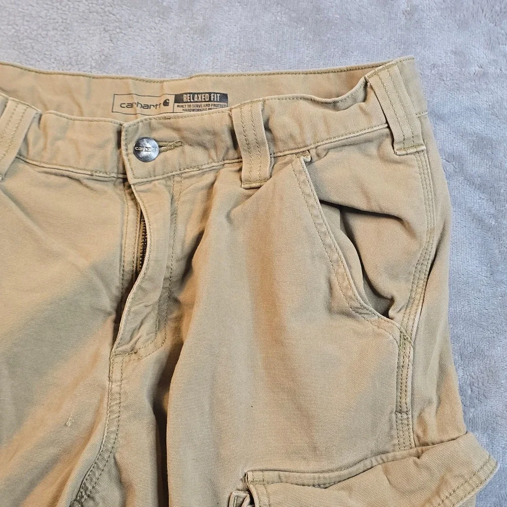 Carhartt Cargo Shorts Mens 31 Tan Rugged Flex Canvas Workwear Gorpcore Outdoor